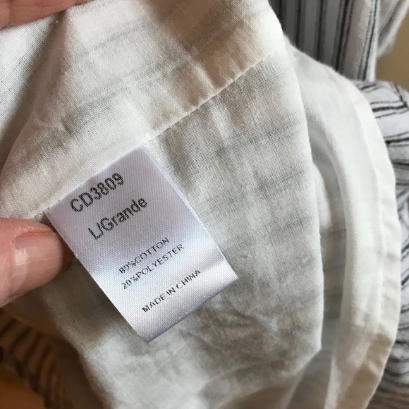 🎀NEW🎀Pinstripe and Pom-Pom Cold Shoulder Dress - Picture 7 of 8